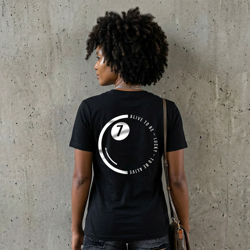 VII Crew lucky 7 unisex t shirt in black