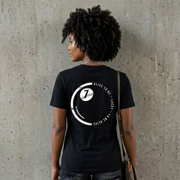 VII Crew lucky 7 unisex t shirt in black