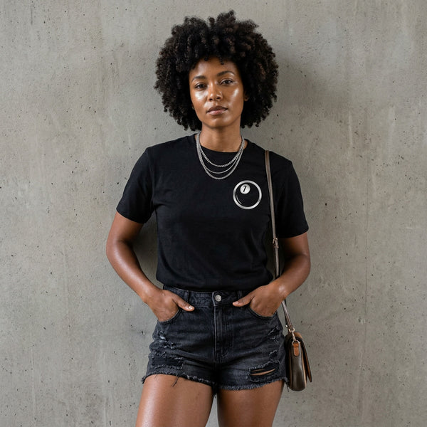 VII Crew lucky 7 unisex t shirt in black