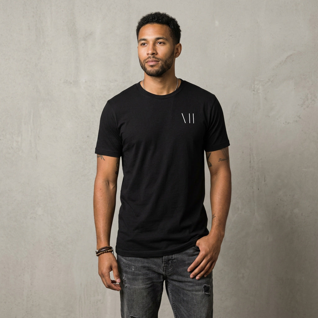 VII Crew minimal unisex t shirt in black