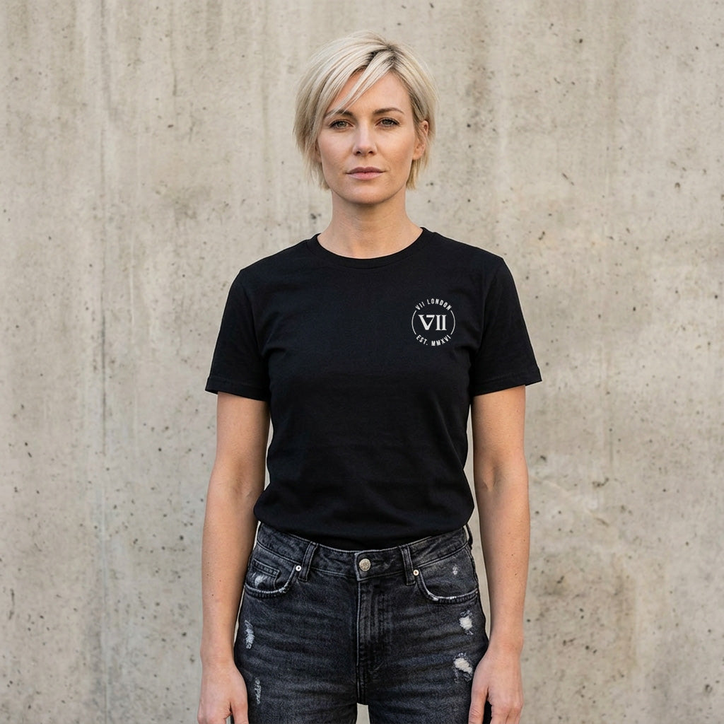 VII Crew neon punx unisex t shirt in black