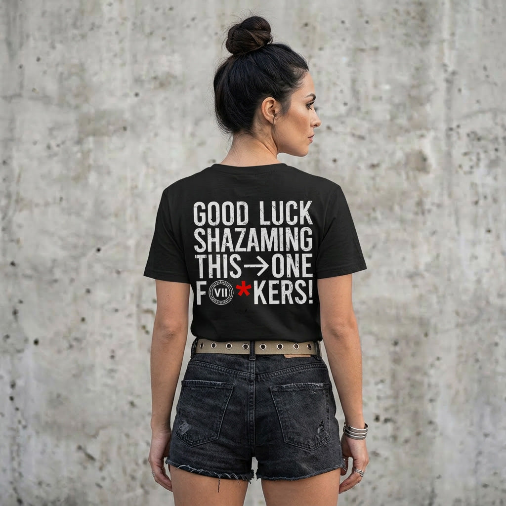 VII Crew good luck shazaming unisex t shirt in black