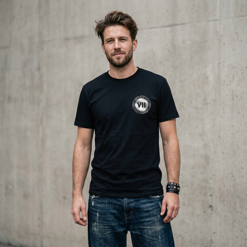 VII Crew logo unisex t shirt in black